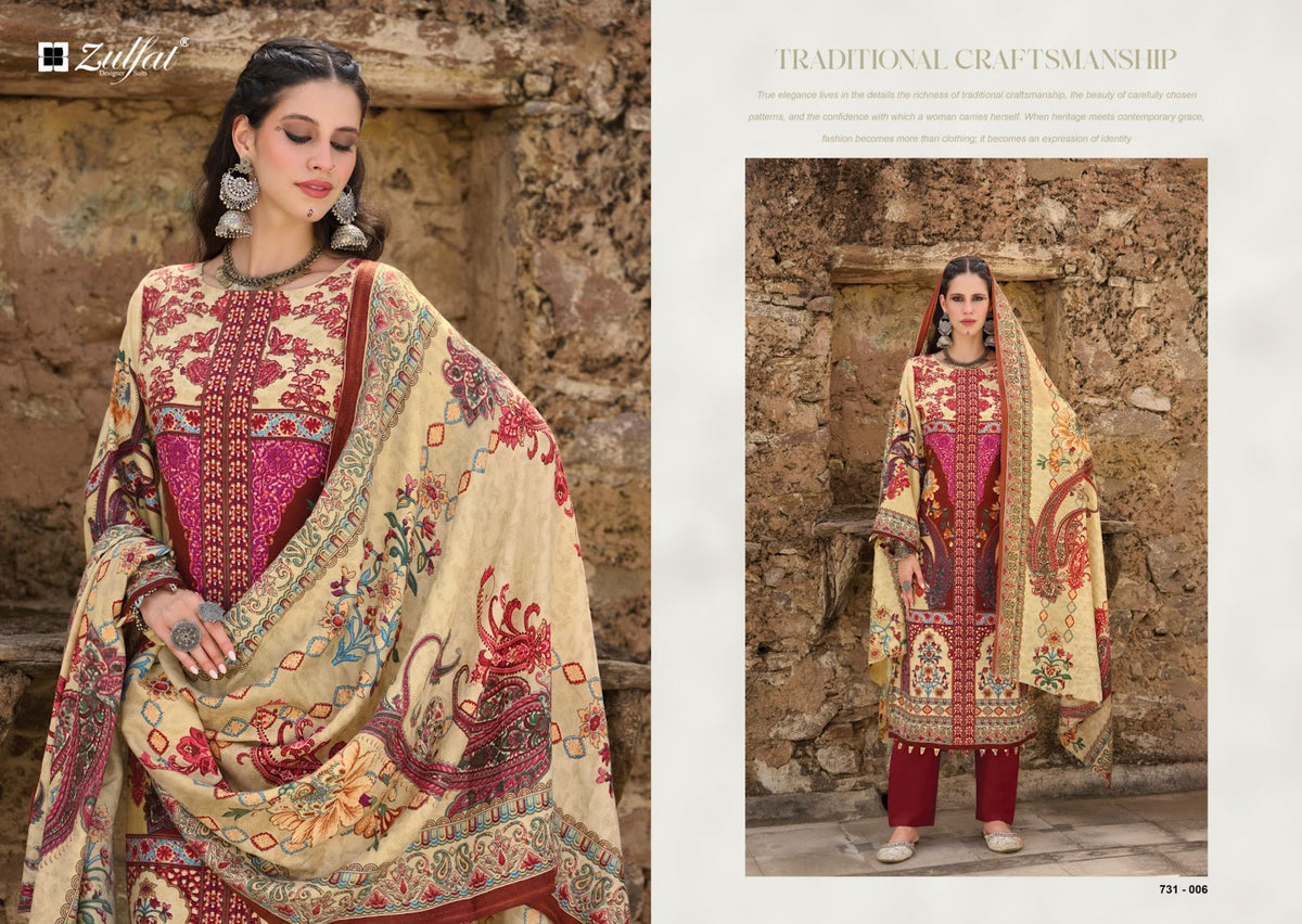 Gulnoor Zulfat Designer Woolen Pashmina Suits Exporter