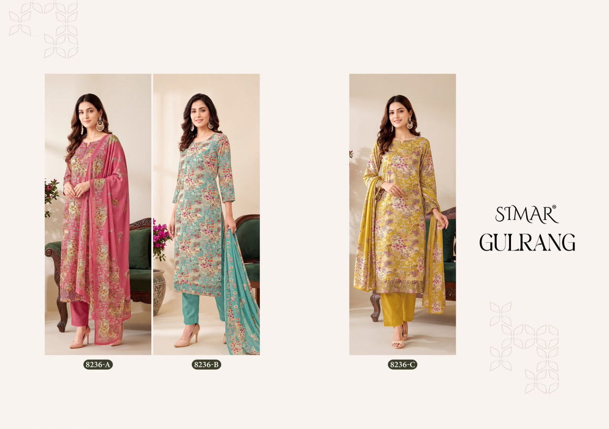 Gulrang Simar Viscose Pashmina Suits Wholesaler Gujarat