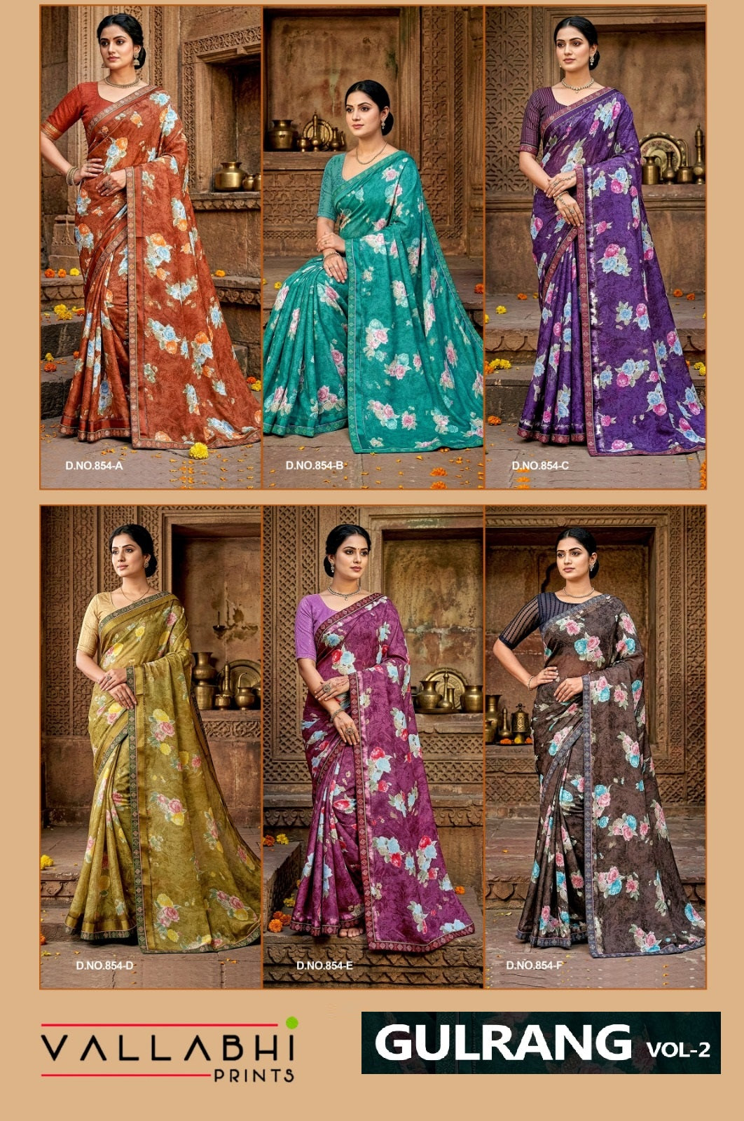 Gulrang Vol 2 Vallabhi Prints Moss Sarees Wholesaler