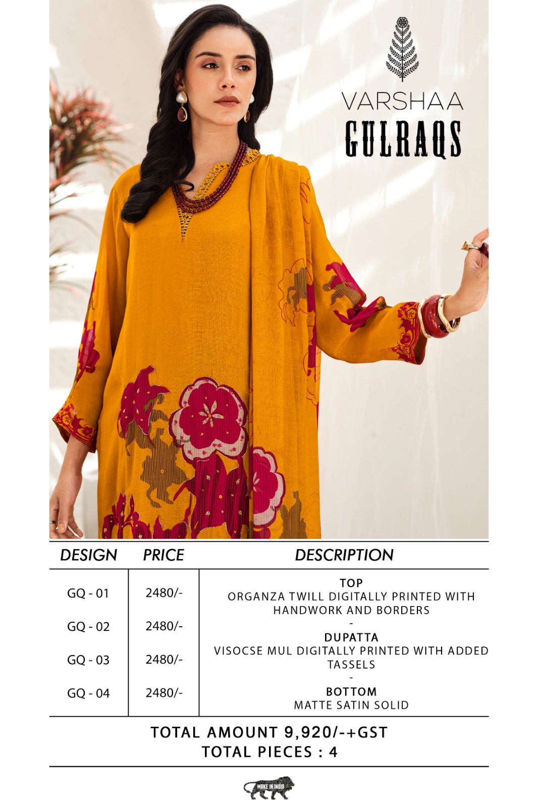 Gulraqs Varshaa Organza Pant Style Suits Supplier Ahmedabad