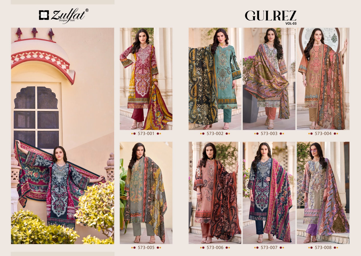 Gulrez Vol 3 Zulfat Designer Cotton Karachi Salwar Suits Manufacturer Ahmedabad