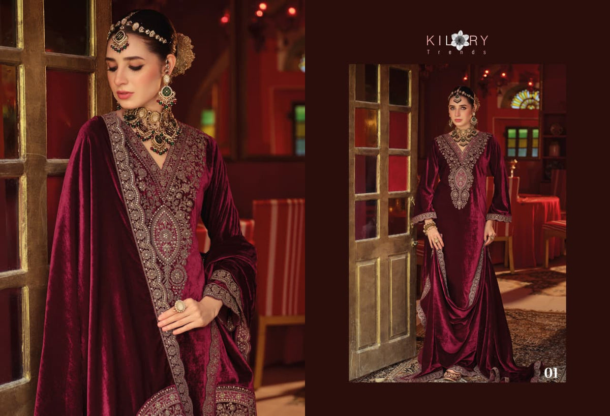 Gulrukh Kilory Velvet Suits Manufacturer India