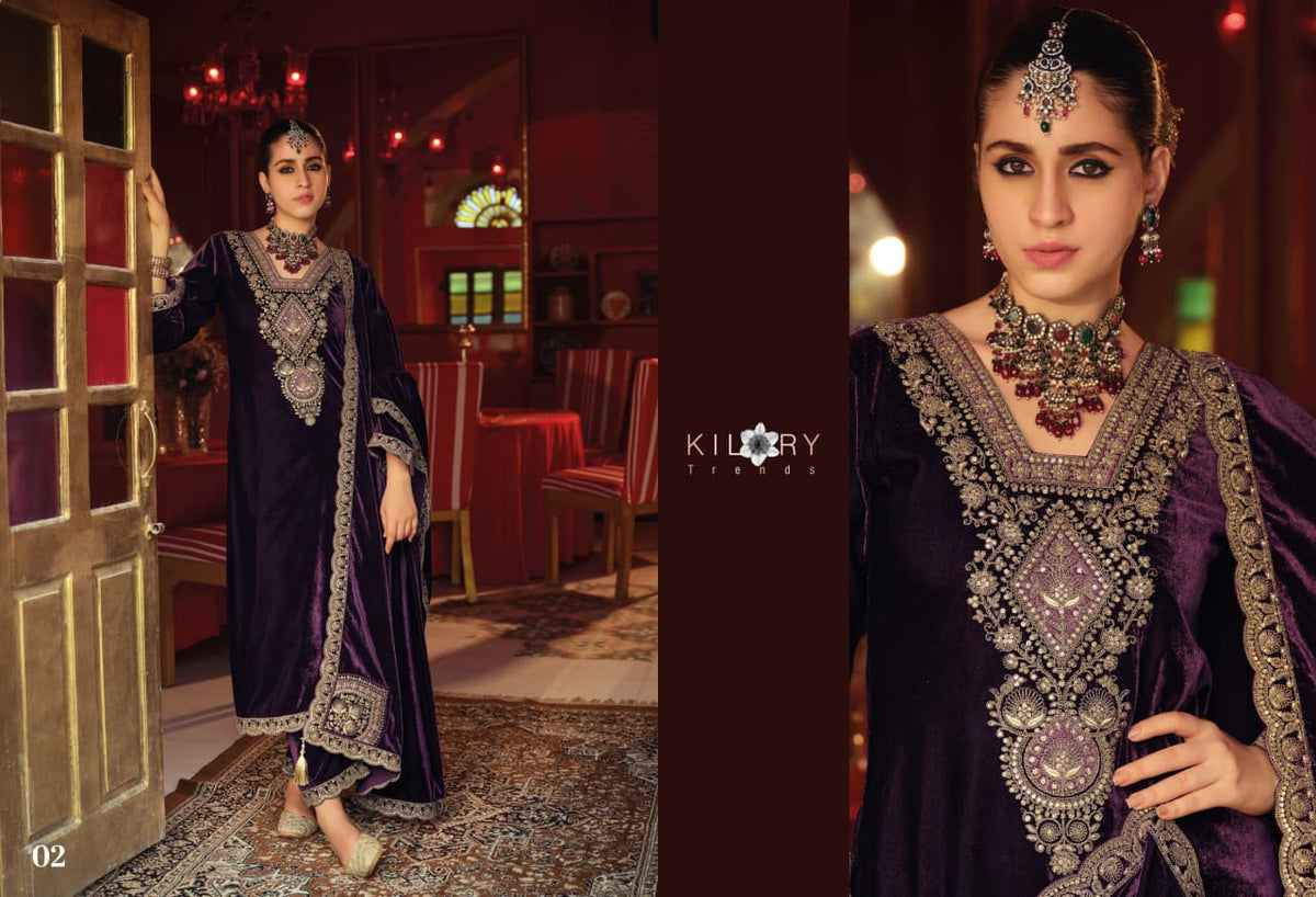 Gulrukh Kilory Velvet Suits Manufacturer India