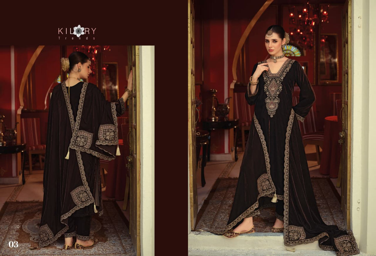 Gulrukh Kilory Velvet Suits Manufacturer India