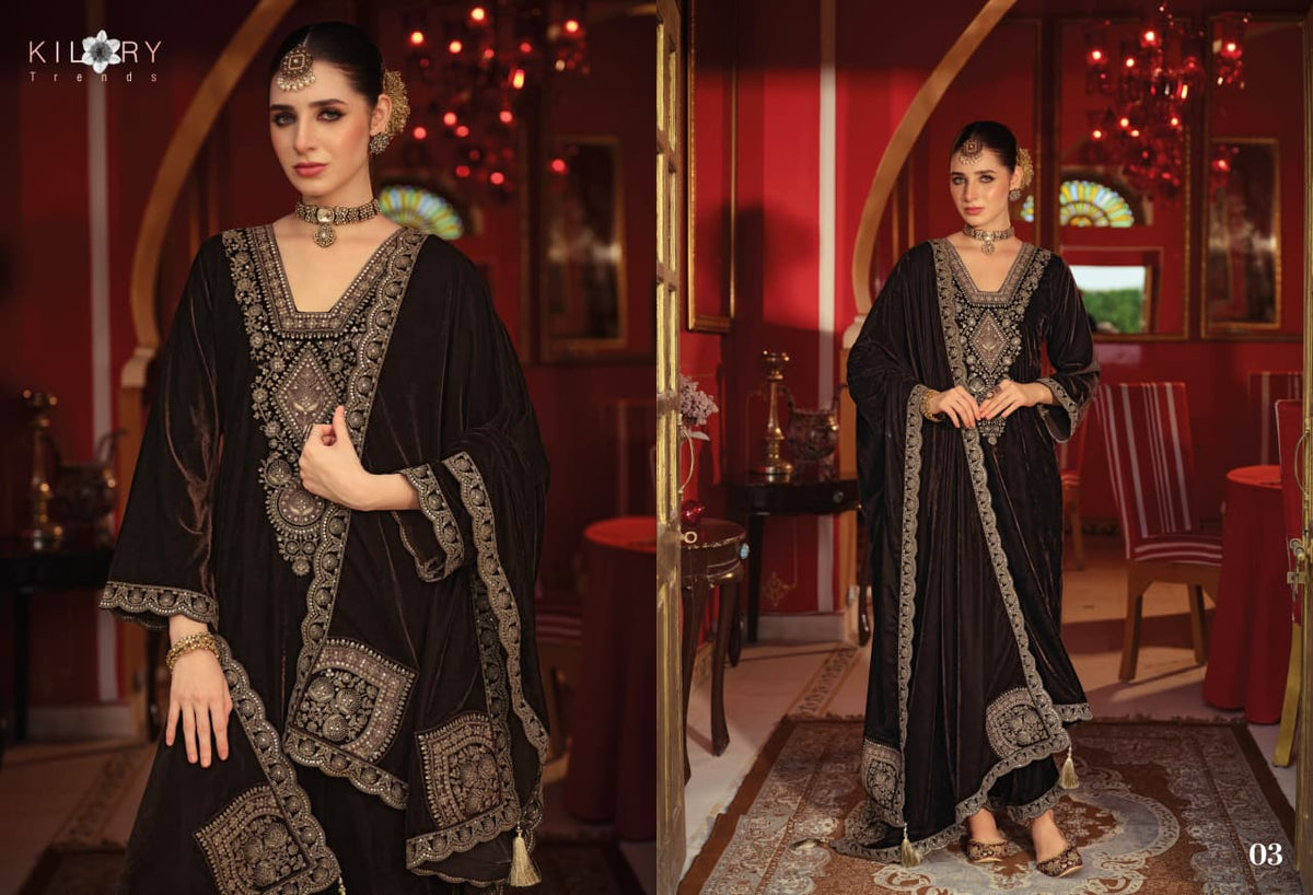Gulrukh Kilory Velvet Suits Manufacturer India