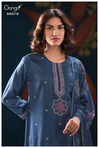 Gulrukh S5027 Ganga Cotton Satin Plazzo Style Suits Exporter Ahmedabad