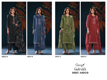 Gulrukh S5027 Ganga Cotton Satin Plazzo Style Suits Exporter Ahmedabad