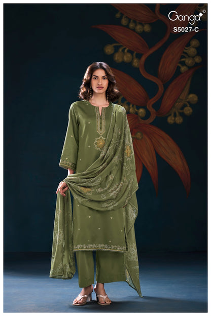 Gulrukh S5027 Ganga Cotton Satin Plazzo Style Suits Exporter Ahmedabad