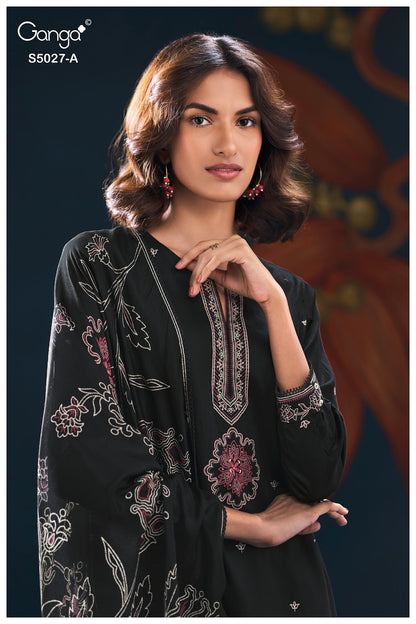 Gulrukh S5027 Ganga Cotton Satin Plazzo Style Suits Exporter Ahmedabad