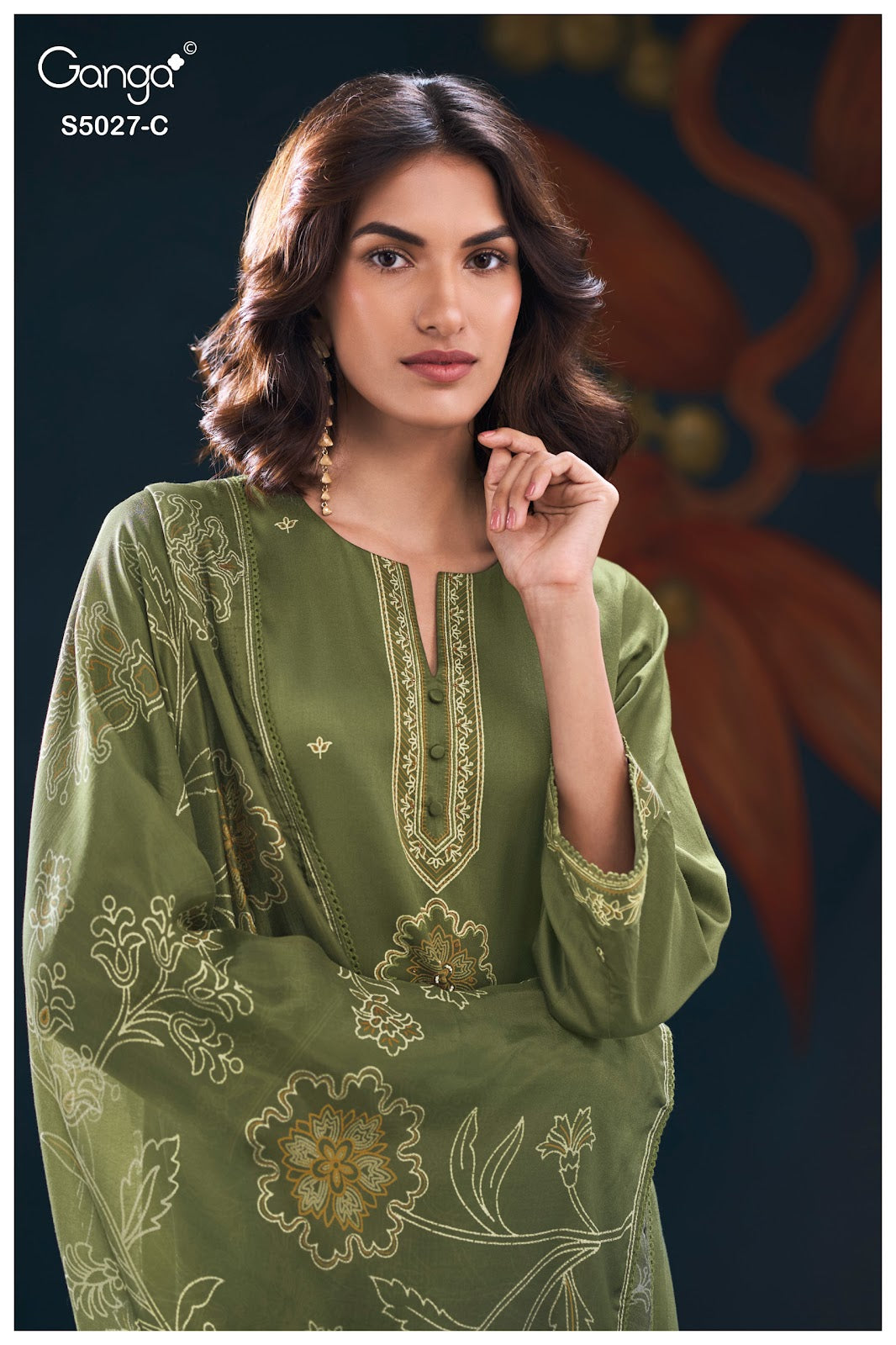 Gulrukh S5027 Ganga Cotton Satin Plazzo Style Suits Exporter Ahmedabad
