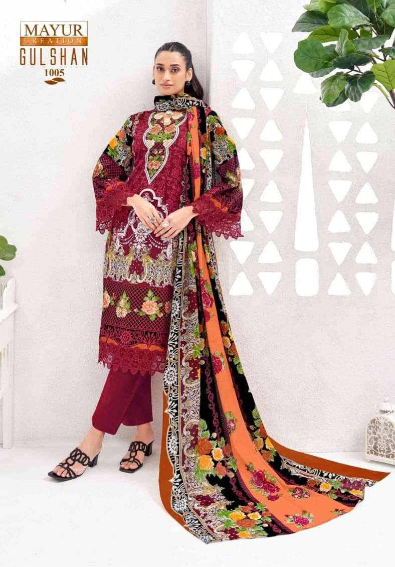 Gulshan Vol 1 Mayur Creation Lawn Cotton Karachi Readymade Suits Exporter India