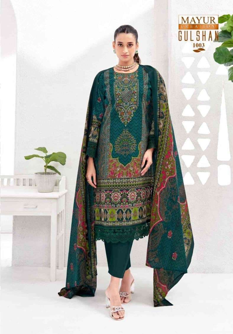 Gulshan Vol 1 Mayur Creation Lawn Cotton Karachi Readymade Suits Exporter India