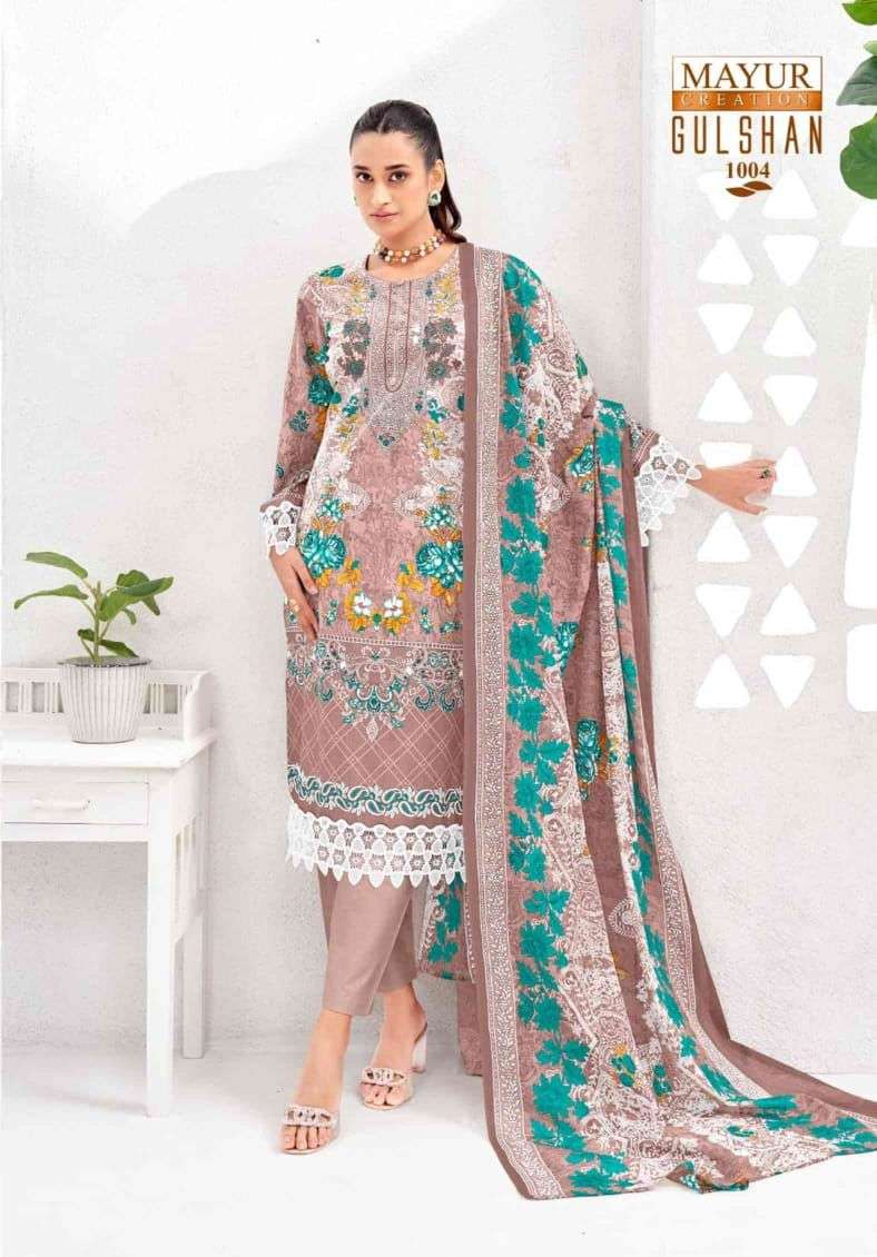 Gulshan Vol 1 Mayur Creation Lawn Cotton Karachi Readymade Suits Exporter India