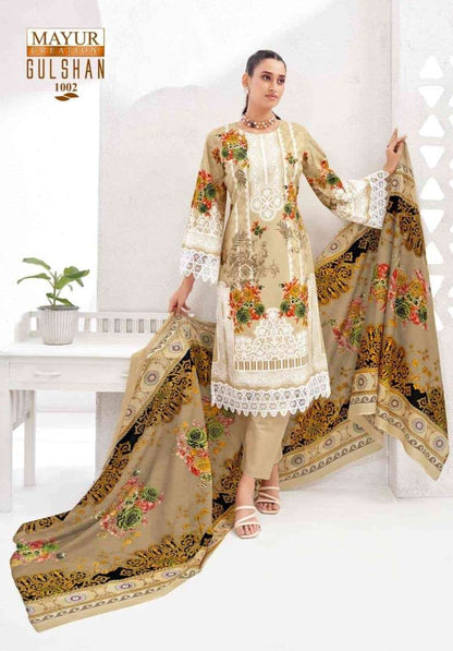 Gulshan Vol 1 Mayur Creation Lawn Cotton Karachi Readymade Suits Exporter India