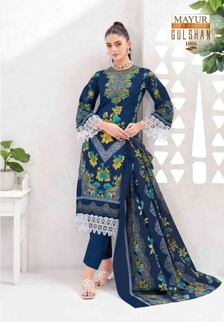 Gulshan Vol 1 Mayur Creation Lawn Cotton Karachi Readymade Suits Exporter India