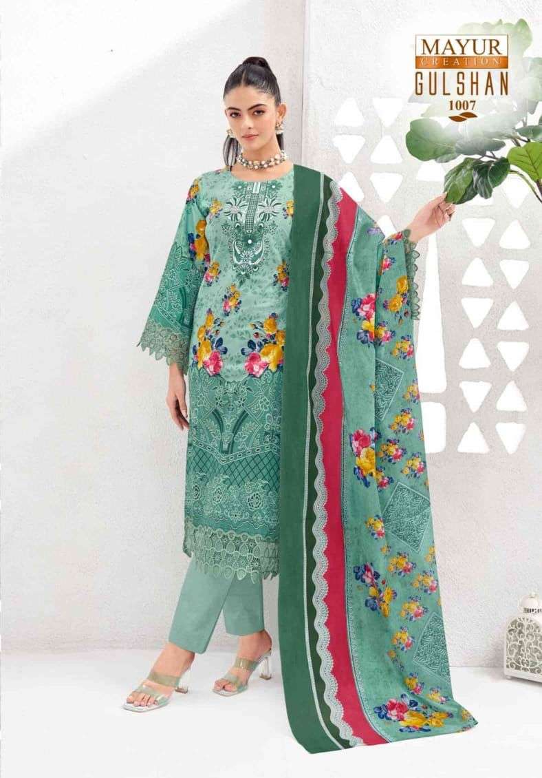 Gulshan Vol 1 Mayur Creation Lawn Cotton Karachi Readymade Suits Exporter India