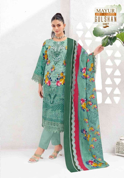 Gulshan Vol 1 Mayur Creation Lawn Cotton Karachi Readymade Suits Exporter India