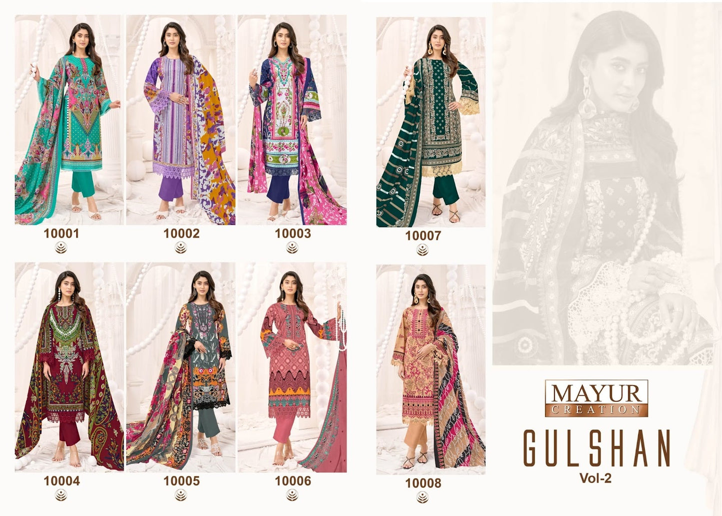 Gulshan Vol 2 Mayur Creation Lawn Cotton Karachi Salwar Suits Manufacturer Gujarat