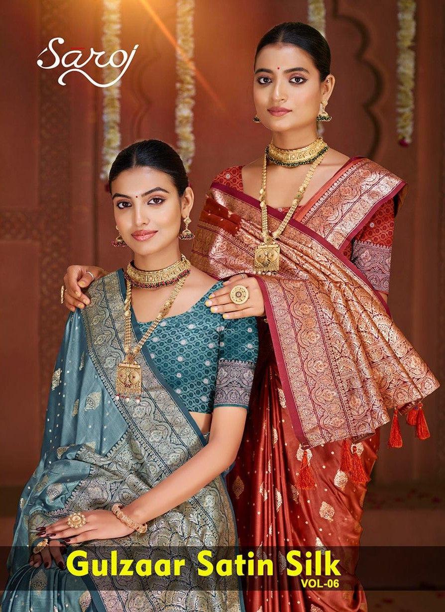 Gulzaar Satin Silk Vol 6 Saroj Sarees Manufacturer Ahmedabad