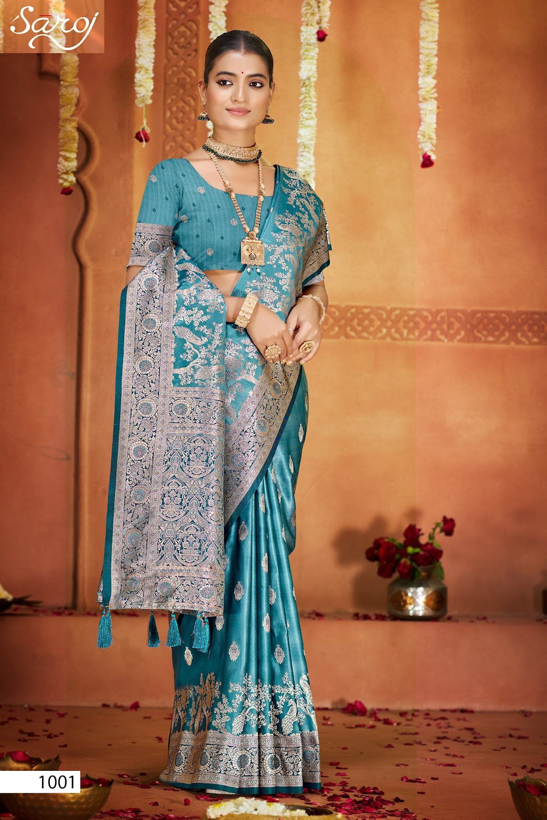 Gulzaar Satin Silk Vol 9 Saroj Sarees Wholesaler Ahmedabad