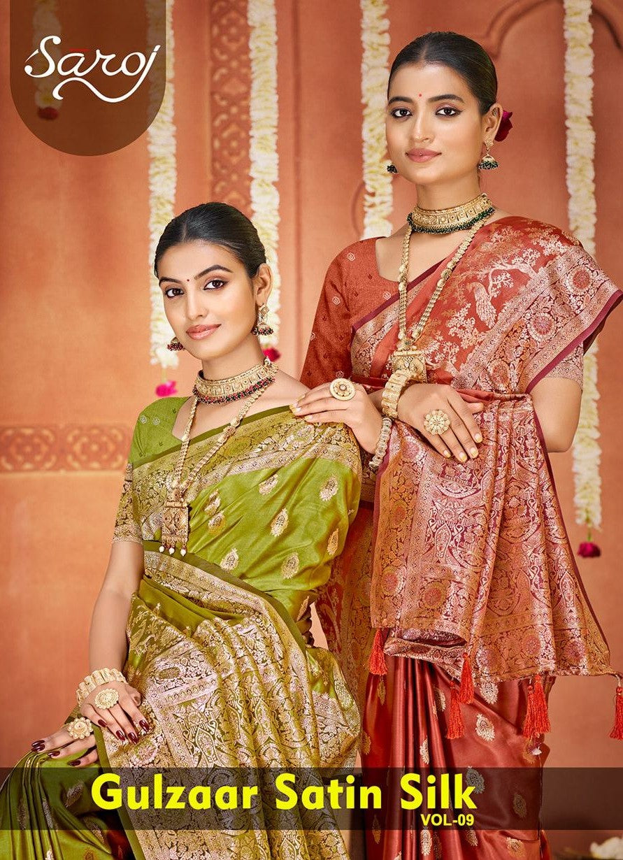Gulzaar Satin Silk Vol 9 Saroj Sarees Wholesaler Ahmedabad