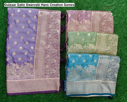 Gulzaar Satin Swaroski Hans Creation Sarees Wholesale Rate