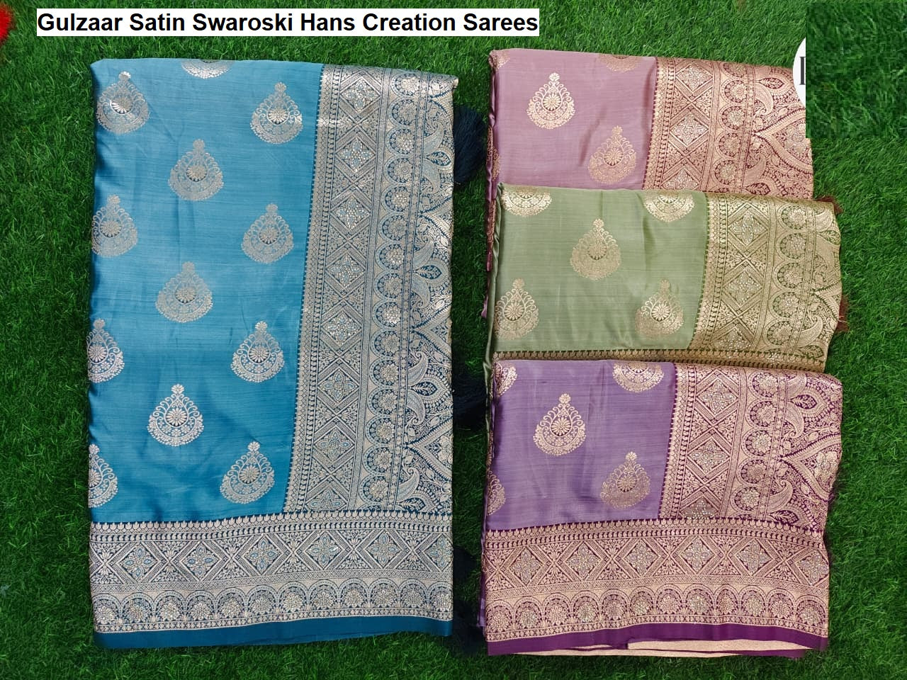 Gulzaar Satin Swaroski Hans Creation Sarees Wholesale Rate