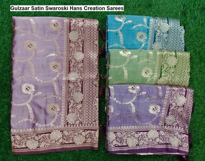 Gulzaar Satin Swaroski Hans Creation Sarees Wholesale Rate