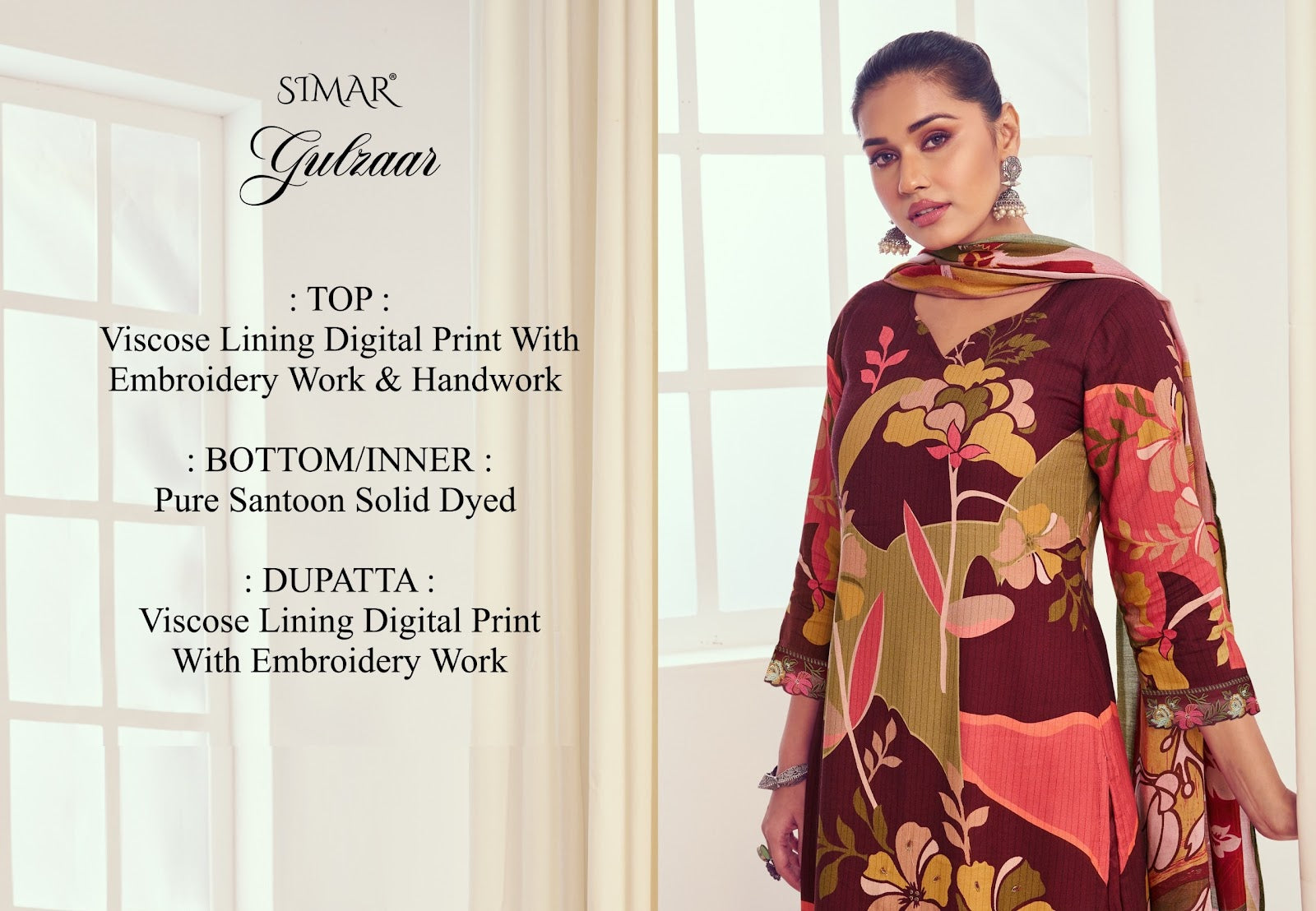 Gulzaar Simar Viscose Pant Style Suits Exporter India