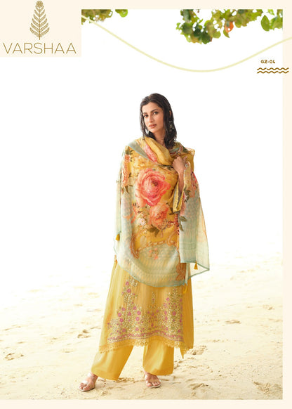 Gulzaar Varshaa Viscose Chinon Pakistani Salwar Suits Wholesaler Ahmedabad