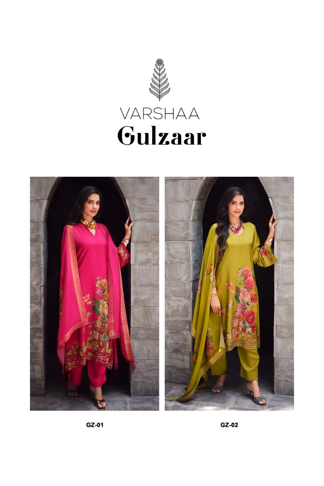 Gulzaar Varshaa Russian Silk Pant Style Suits Wholesale Rate