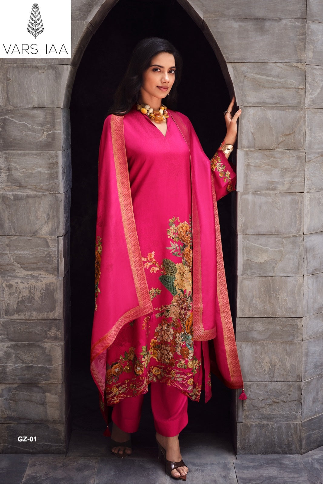 Gulzaar Varshaa Russian Silk Pant Style Suits Wholesale Rate