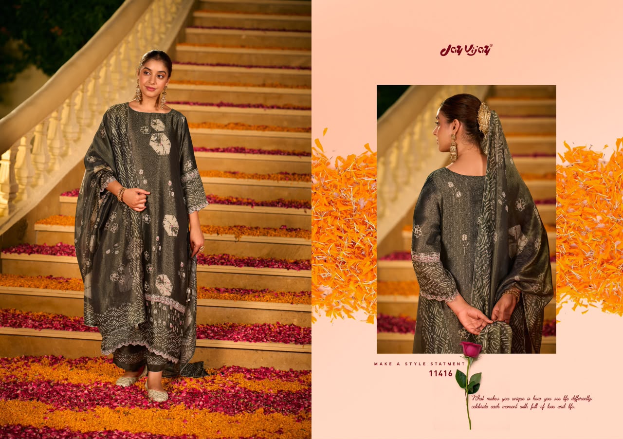 Gulzar Gali Jay Vijay Organza Pant Style Suits Wholesale Price