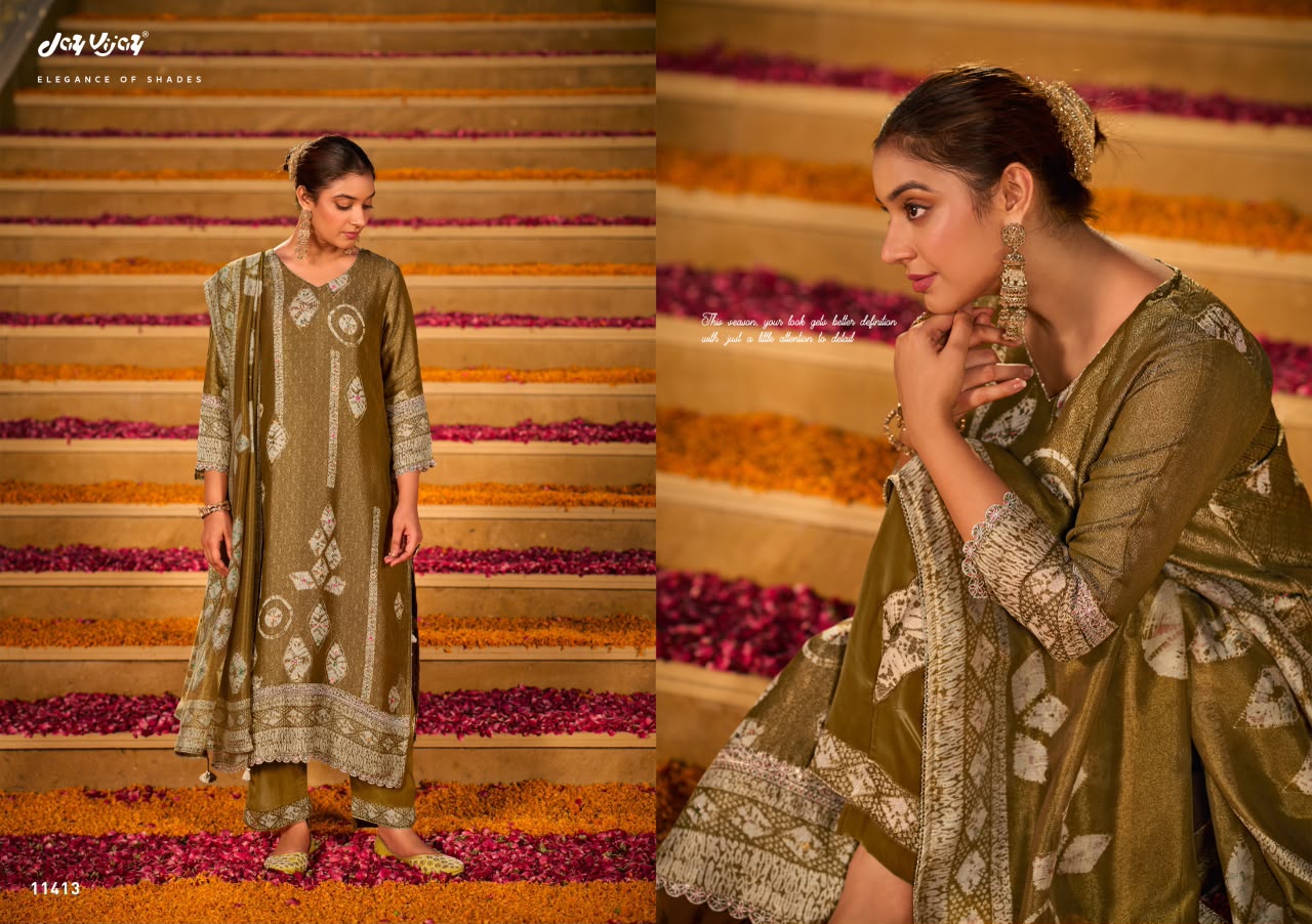 Gulzar Gali Jay Vijay Organza Pant Style Suits Wholesale Price