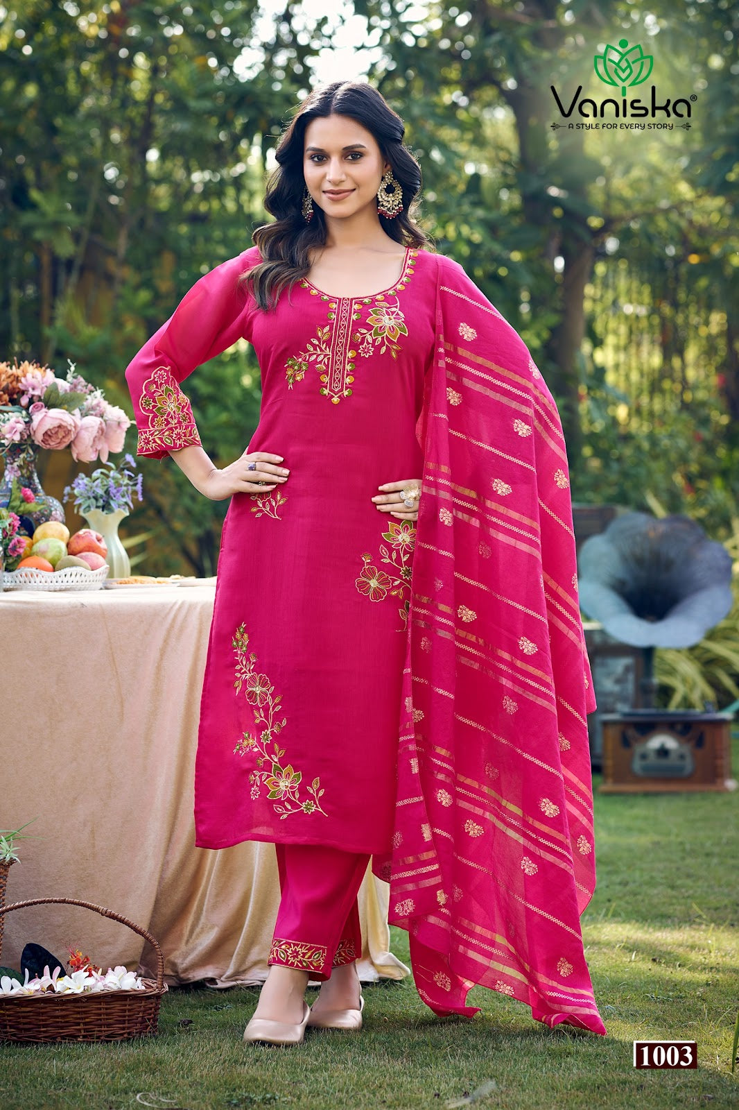 Gulzar Vaniska Chanderi Silk Readymade Pant Style Suits Exporter Ahmedabad