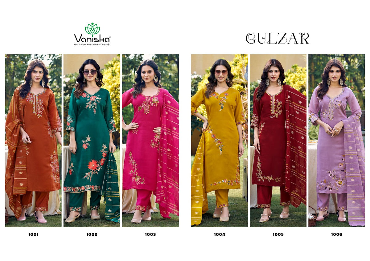 Gulzar Vaniska Chanderi Silk Readymade Pant Style Suits Exporter Ahmedabad