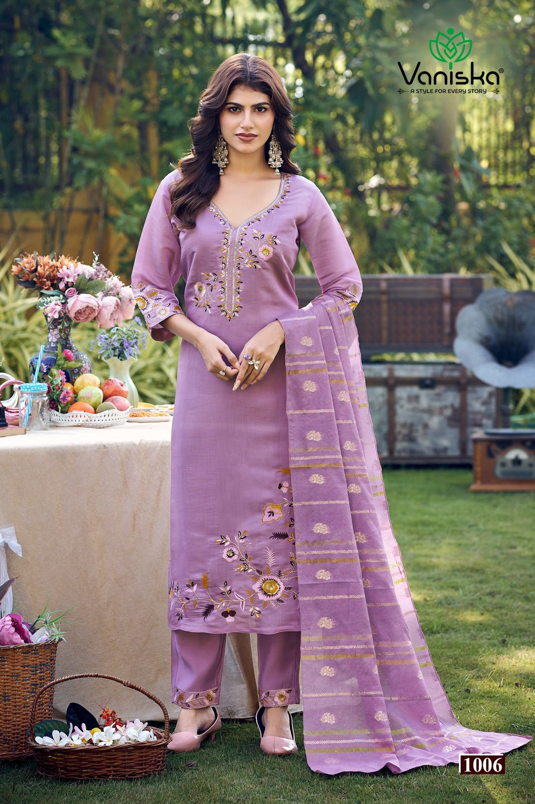 Gulzar Vaniska Chanderi Silk Readymade Pant Style Suits Exporter Ahmedabad