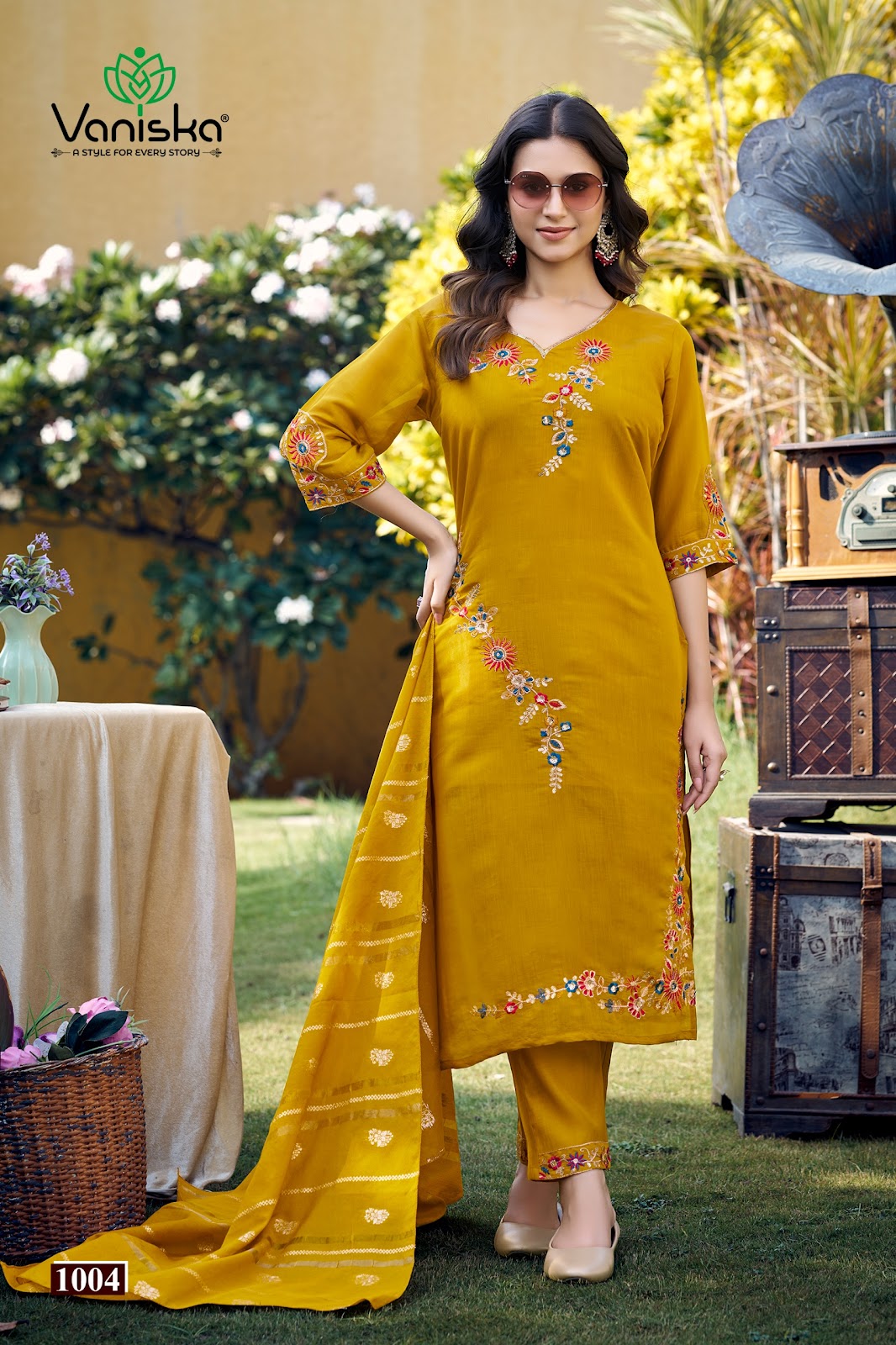 Gulzar Vaniska Chanderi Silk Readymade Pant Style Suits Exporter Ahmedabad