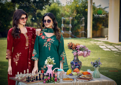 Gulzar Vaniska Chanderi Silk Readymade Pant Style Suits Exporter Ahmedabad
