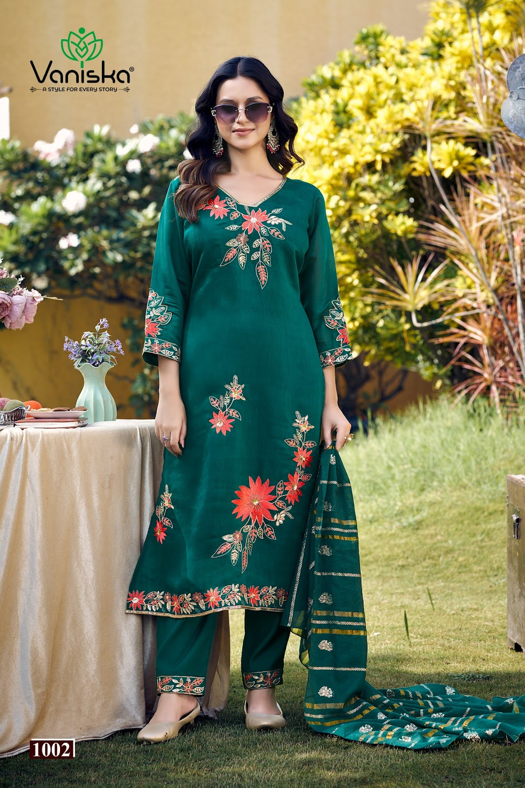 Gulzar Vaniska Chanderi Silk Readymade Pant Style Suits Exporter Ahmedabad