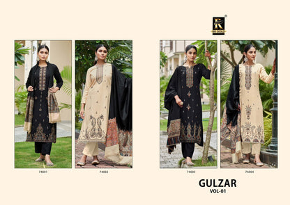 Gulzar Vol 1 Black-White Rk Gold Viscose Pashmina Suits Manufacturer Gujarat
