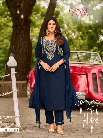 Gulzar Vol 2 Ossm Roman Silk Readymade Pant Style Suits Manufacturer India
