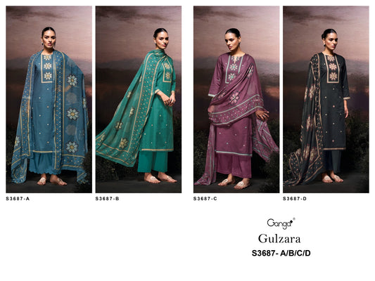 Gulzara 3687 Ganga Premium Cotton Plazzo Style Suits Wholesale Price