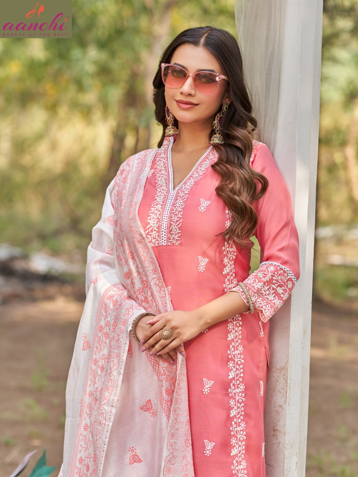 Gun Gun Aanchi Chanderi Readymade Pant Style Suits Supplier India
