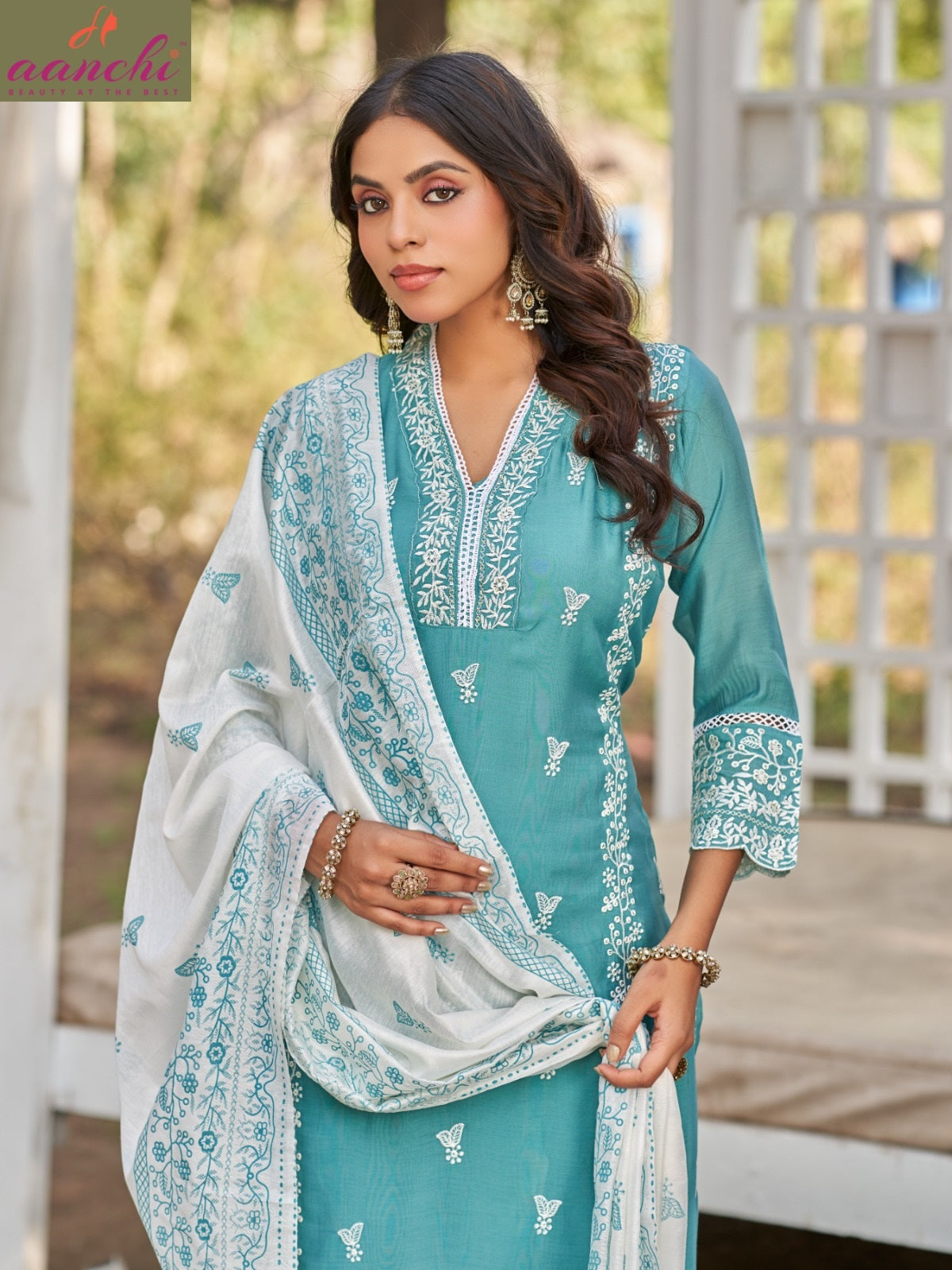 Gun Gun Aanchi Chanderi Readymade Pant Style Suits Supplier India