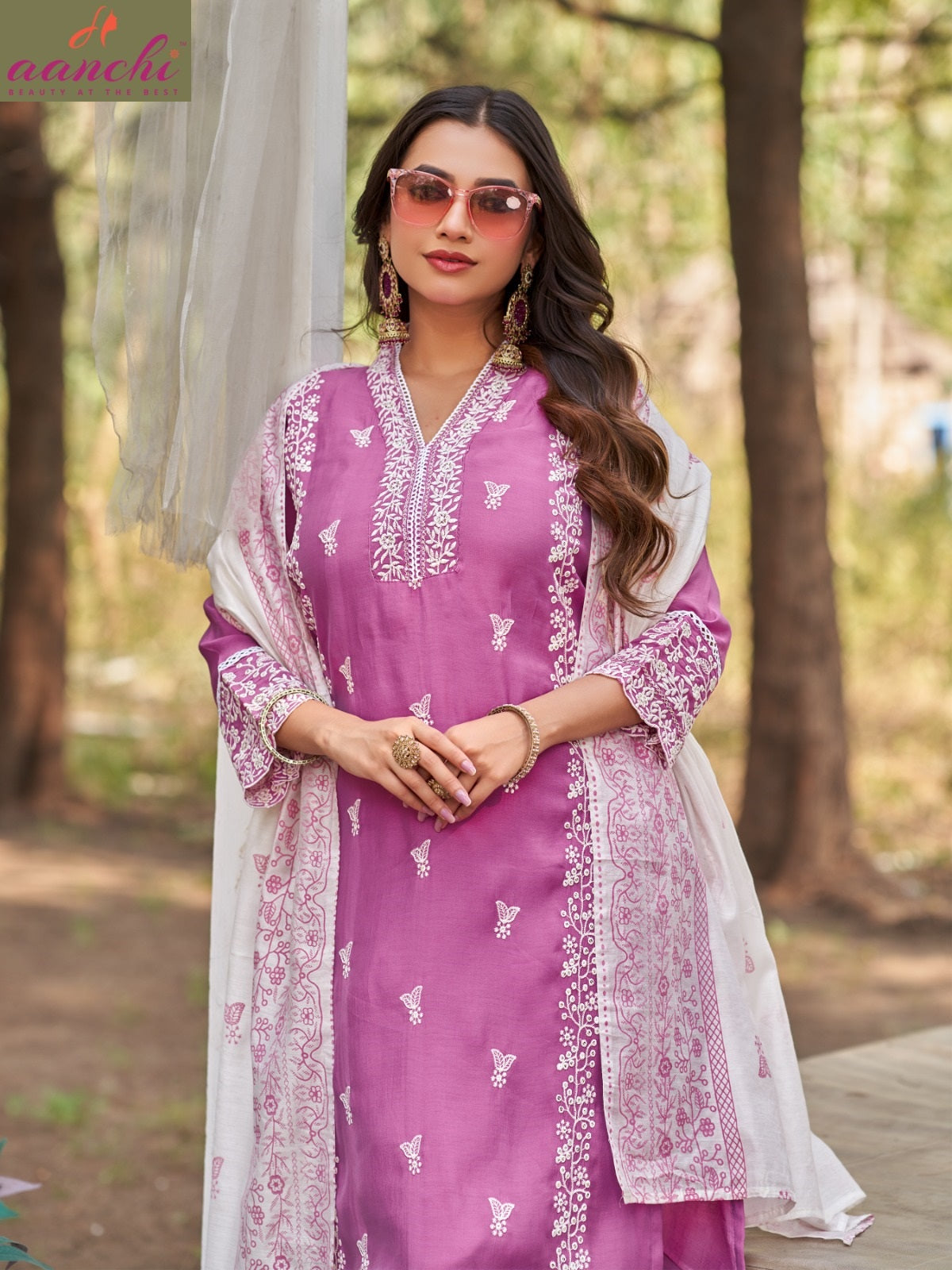 Gun Gun Aanchi Chanderi Readymade Pant Style Suits Supplier India