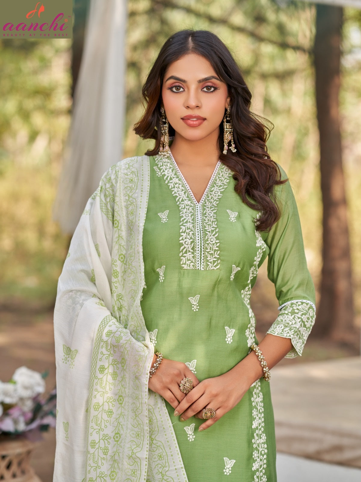Gun Gun Aanchi Chanderi Readymade Pant Style Suits Supplier India