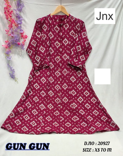 Gun Gun Jnx Roman Kurti With Pocket Exporter Ahmedabad