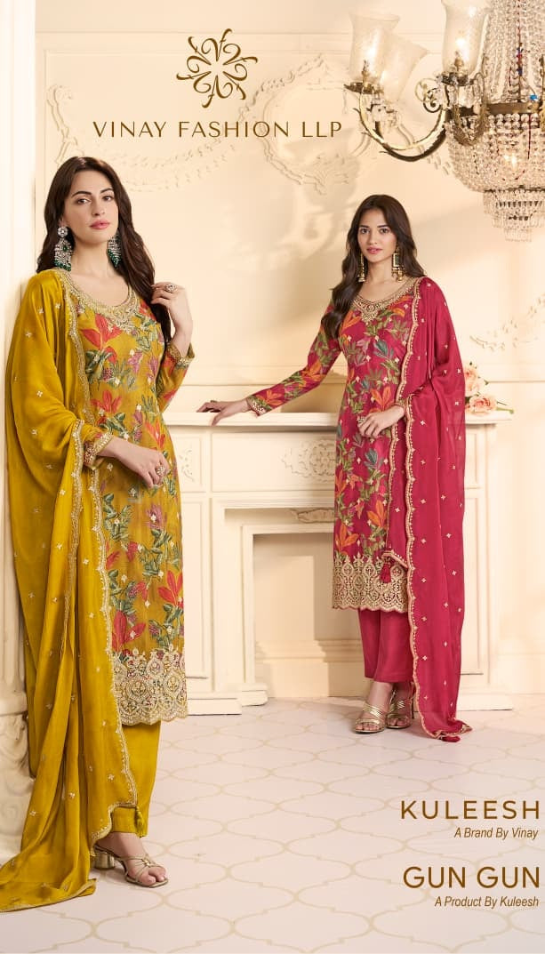 Gun Gun Kuleesh Vinay Fashion Llp Chinon Pant Style Suits Wholesaler Ahmedabad