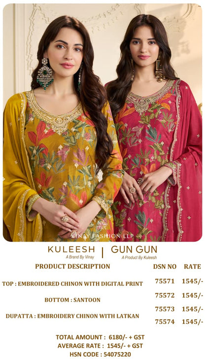 Gun Gun Kuleesh Vinay Fashion Llp Chinon Pant Style Suits Wholesaler Ahmedabad